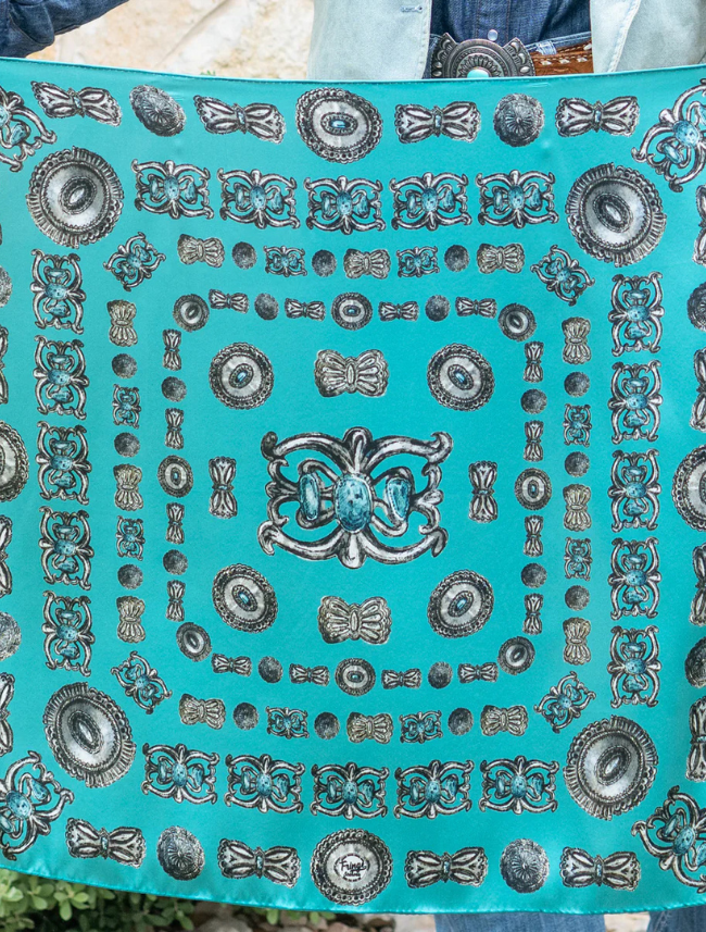 Fringe Scarves "Turqs and Conchos" Silk Scarf