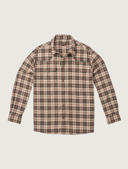 Madison Creek Bisley Western Shirt in Ivory & Green Plaid