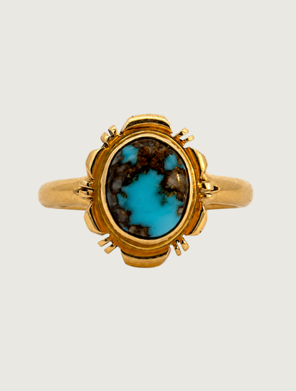 14K Yellow Gold Bisbee Turquoise Ring