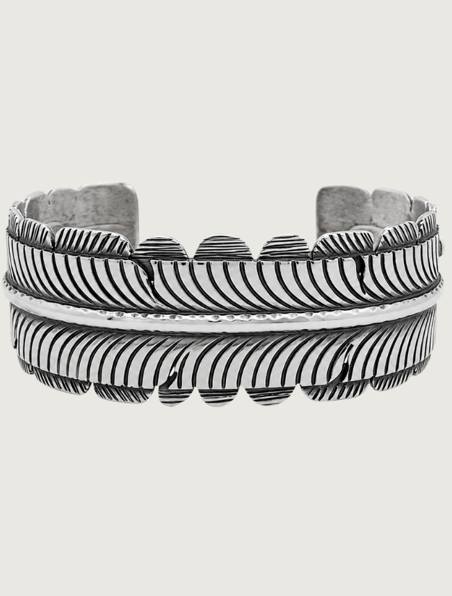 K.M. Sterling Silver Feather Cuff Bracelet