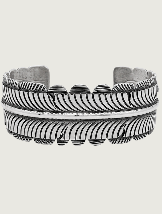 K.M. Sterling Silver Feather Cuff Bracelet