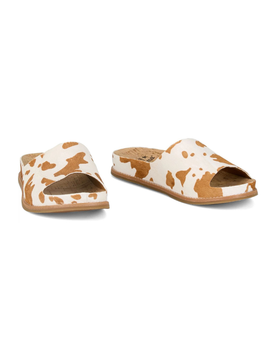 Tony Lama Women's Mareas Hair-On Sandals in White/Brown