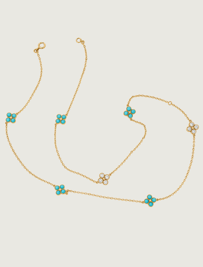 18K Yellow Gold Turquoise & Diamond Necklace – 4.85 CT Turquoise, 1.88 CTW Diamonds