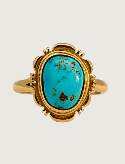 14K Yellow Gold Bisbee Turquoise Ring
