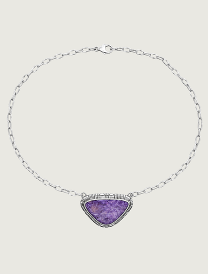Sterling Silver Necklace with Sugilite Pendant