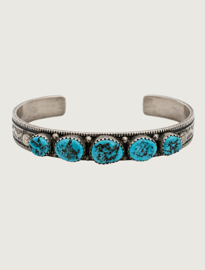 Sterling Silver Five Turquoise Cuff Bracelet