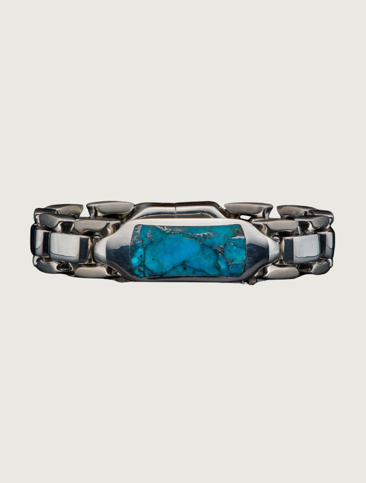 William Henry Sterling Silver Bracelet with 'Zinc Matrix' Kingman Turquoise Inlay