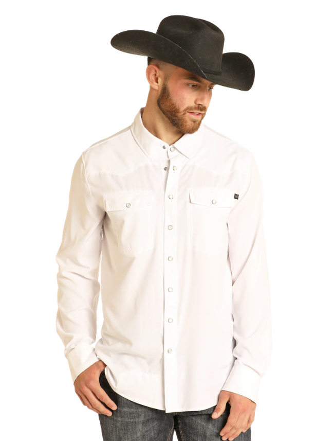 Rock & Roll Denim Men's TEK Long Sleeve Ripstop Snap Shirt