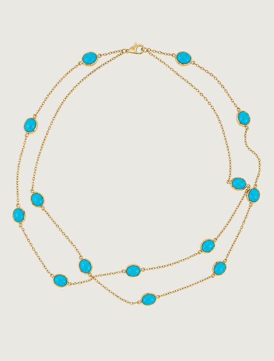 18K Yellow Gold Sleeping Beauty Turquoise Necklace