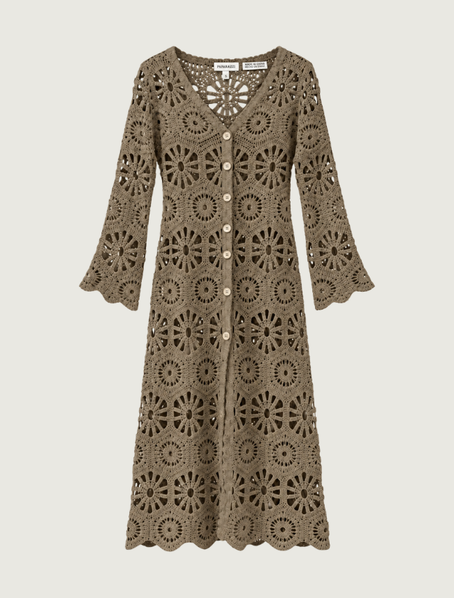 Paparazzi Cotton Crochet Medallion Duster in Olive