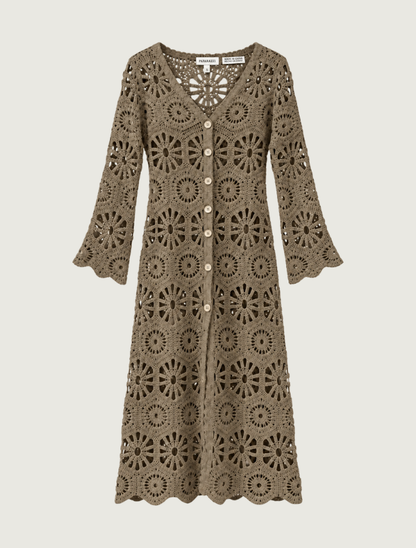 Paparazzi Cotton Crochet Medallion Duster in Olive