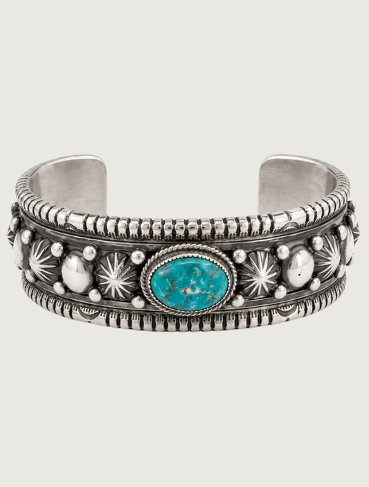 Roland Dixson Sterling Silver & Turquoise Cuff Bracelet