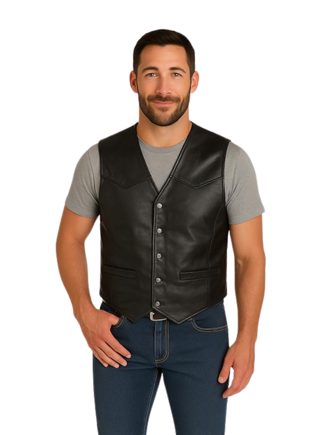 Men's Snap Front Lambskin Vest