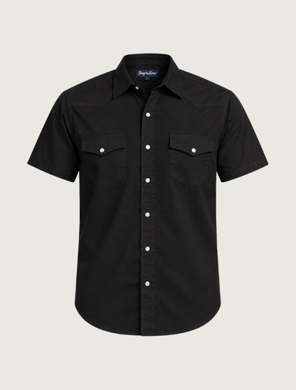 Tony Lama Black Short Sleeve Pearl Snap Western Shirt