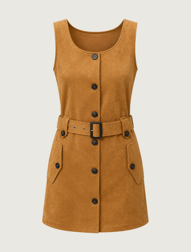 Raisonnel Camel Faux Suede Overall Dress