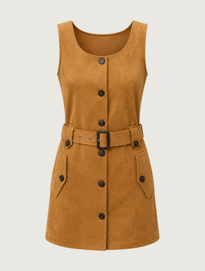 Raisonnel Camel Faux Suede Overall Dress