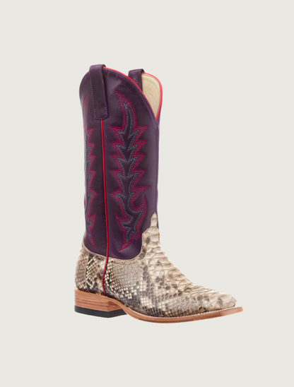 Macie Bean Top Hand Purple Mink Python Cowgirl Boots
