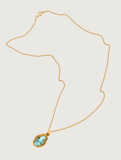 16K Yellow Gold Turquoise Pendant