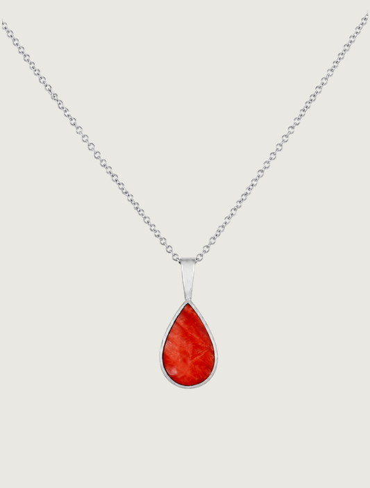Kabana Sterling Silver Red Spiny Oyster Pendant