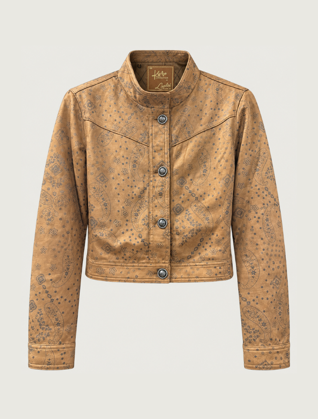 Lovlei Ranch Jade Cropped Jacket in Cognac