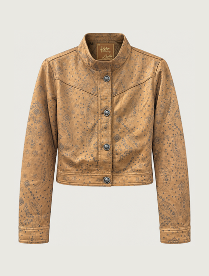 Lovlei Ranch Jade Cropped Jacket in Cognac