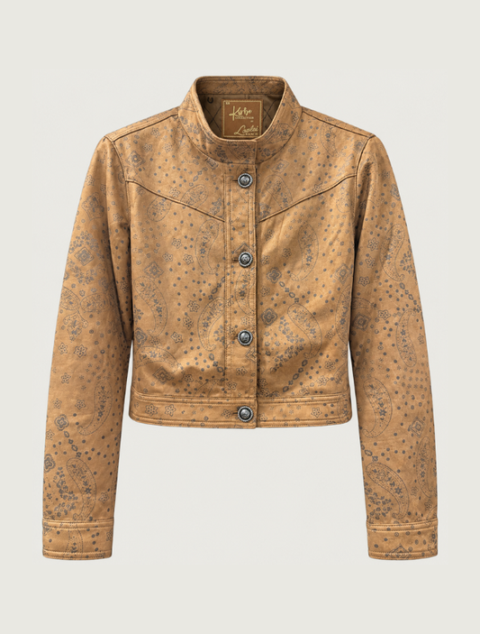 Lovlei Ranch Jade Cropped Jacket in Cognac