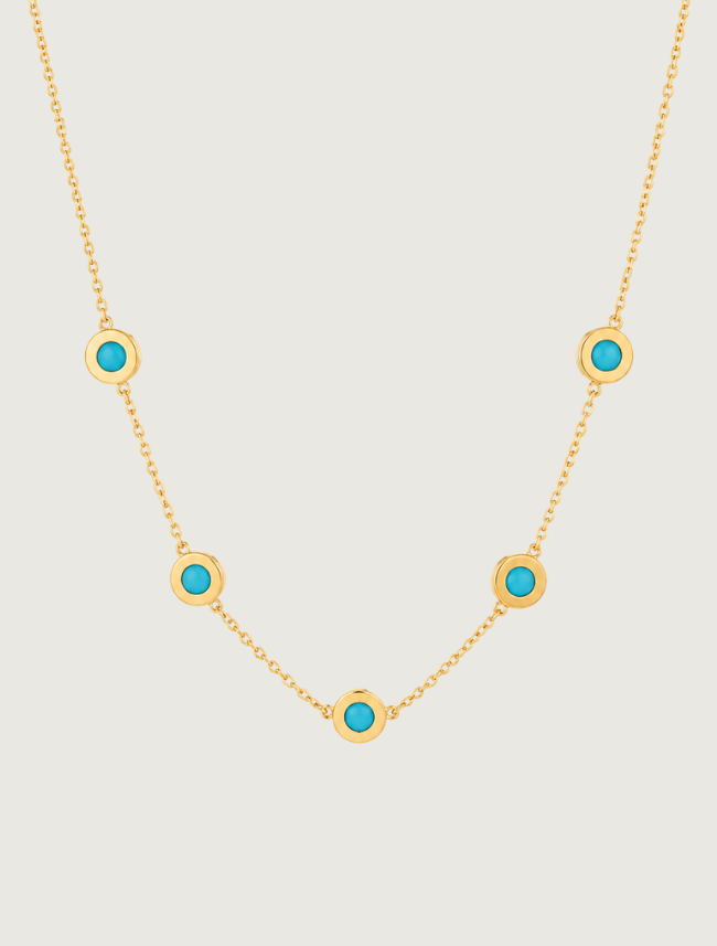 18K Yellow Gold Sleeping Beauty Turquoise Necklace