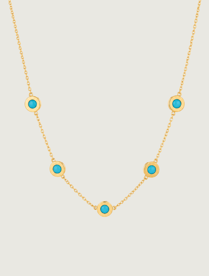 18K Yellow Gold Sleeping Beauty Turquoise Necklace