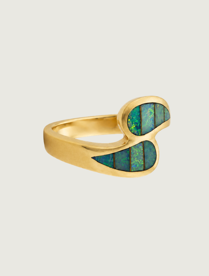 14K Yellow Gold Opal Inlay Ring