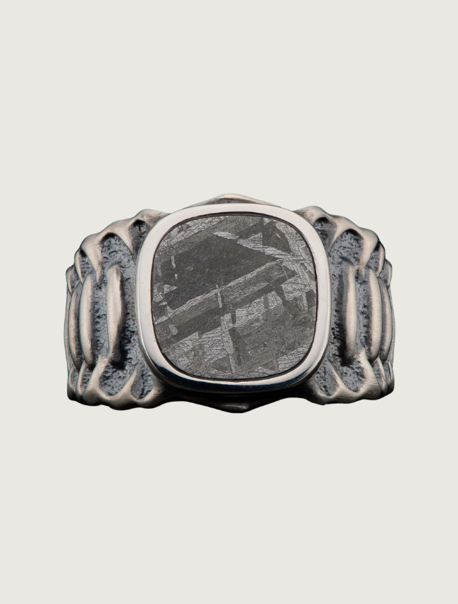 William Henry Sterling Silver Men's Echelon Meteorite Ring