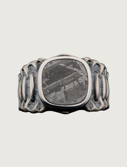 William Henry Sterling Silver Men's Echelon Meteorite Ring