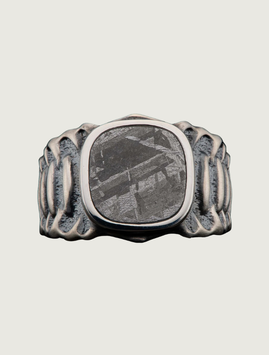 William Henry Sterling Silver Men's Echelon Meteorite Ring