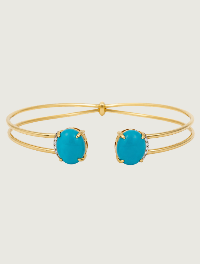 18K Yellow Gold Turquoise & Diamond Bracelet
