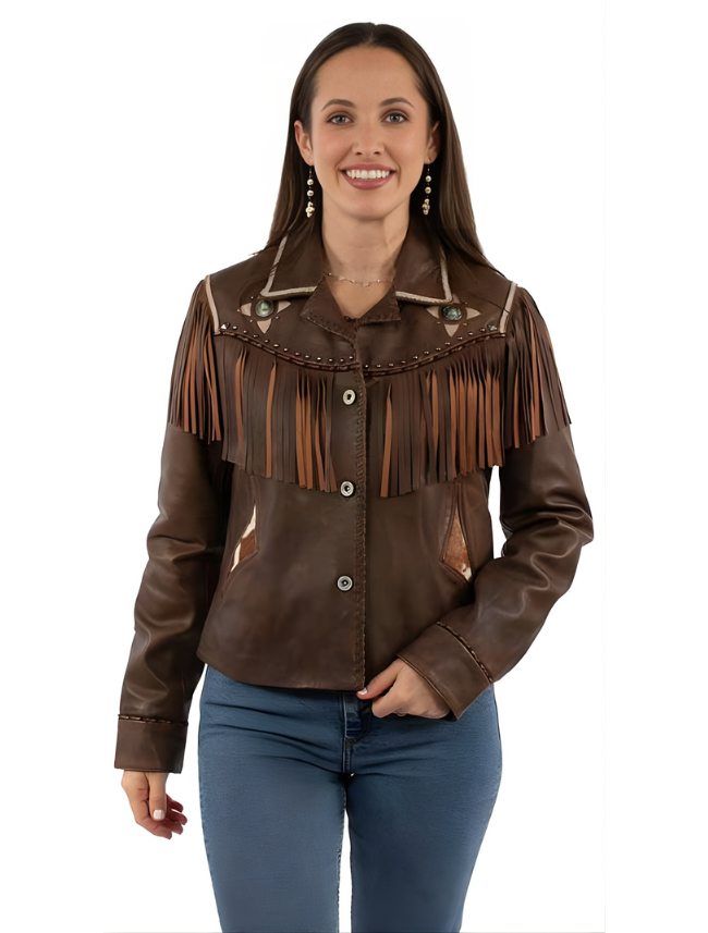 Mavericks Women's Lambskin Fringe Leather Jacket