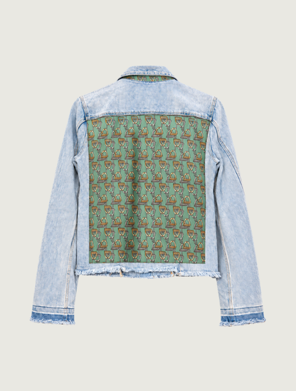 Stacy Bradley Design Lots of Stirrups Light Denim Jacket in Green