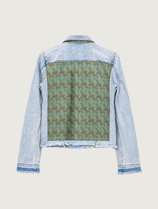 Stacy Bradley Design Lots of Stirrups Light Denim Jacket in Green