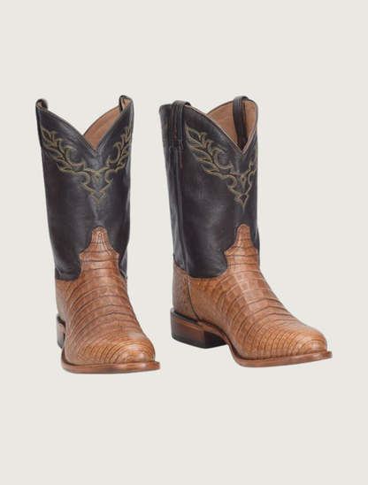 Tony Lama Delmonte 11" Caiman Cowboy Boots in Brandy
