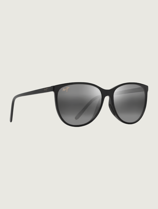 Maui Jim Ocean cat eye sunglasses in Shiny Black / Neutral Grey — quarter view