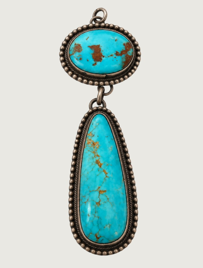 Sterling Silver Pendant with Large Turquoise Cabochons