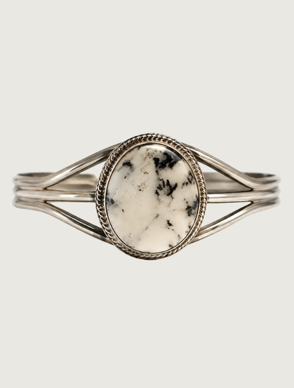 Sterling Silver White Buffalo Cuff Bracelet