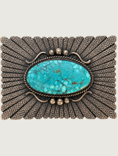 Charles Johnson Sterling Silver & Turquoise Belt Buckle