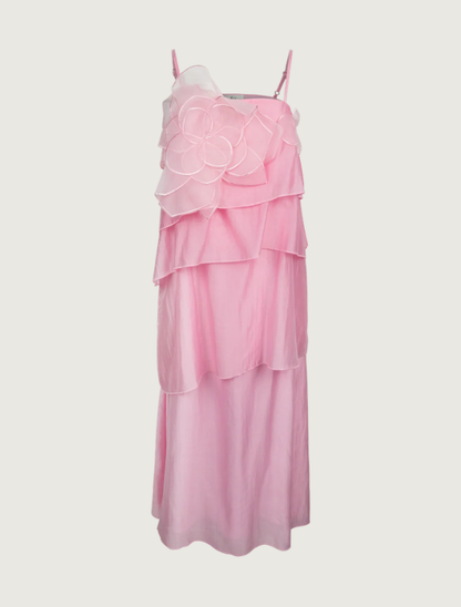 Able 3D Floral Applique Tiered Maxi Dress