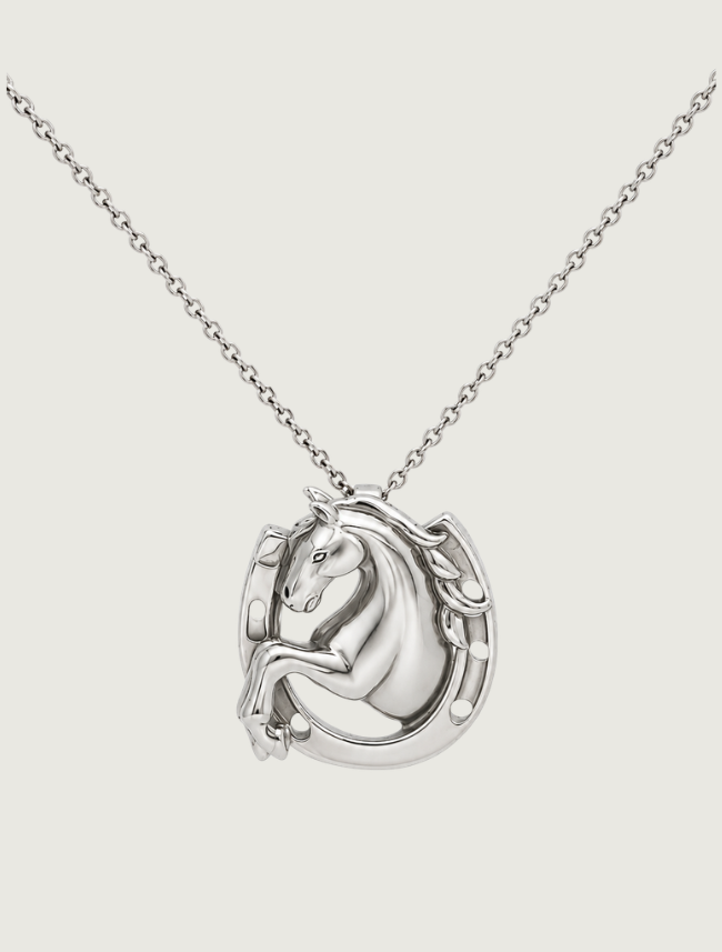 Kabana Rhodium-Plated Sterling Silver Horse-in-Horseshoe Pendant