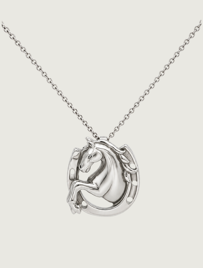 Kabana Rhodium-Plated Sterling Silver Horse-in-Horseshoe Pendant