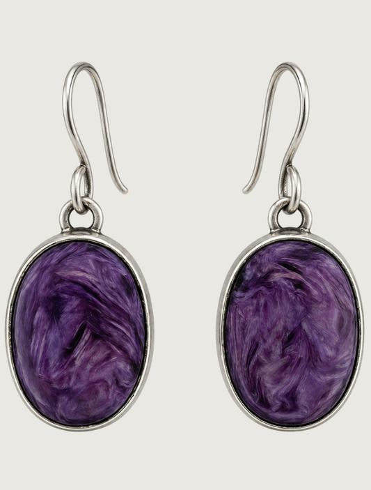 Sterling Silver Purple Spiny Oyster Earrings