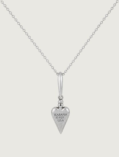Kabana Sterling Silver Spiny Red Oyster & Diamond Heart Pendant