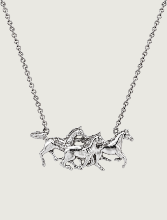 Kabana Rhodium-Plated Sterling Arabian Horses Pendant
