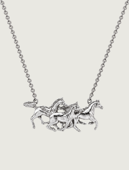 Kabana Rhodium-Plated Sterling Arabian Horses Pendant