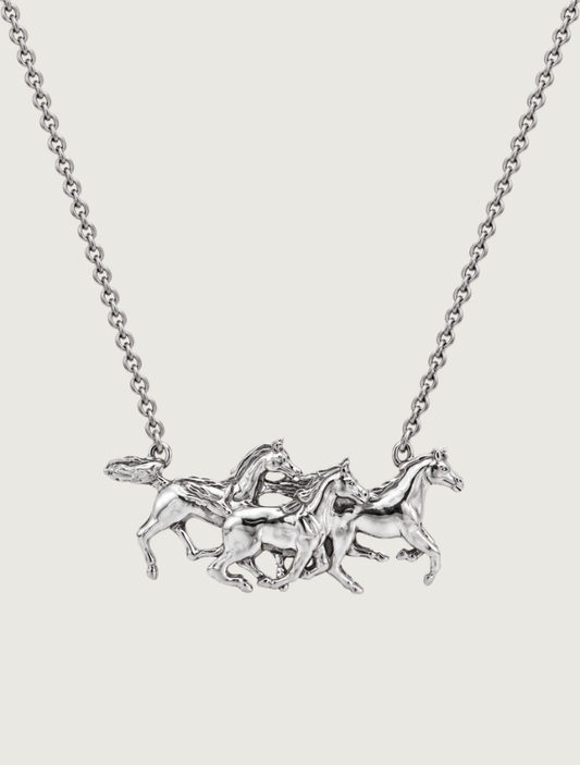 Kabana Rhodium-Plated Sterling Arabian Horses Pendant
