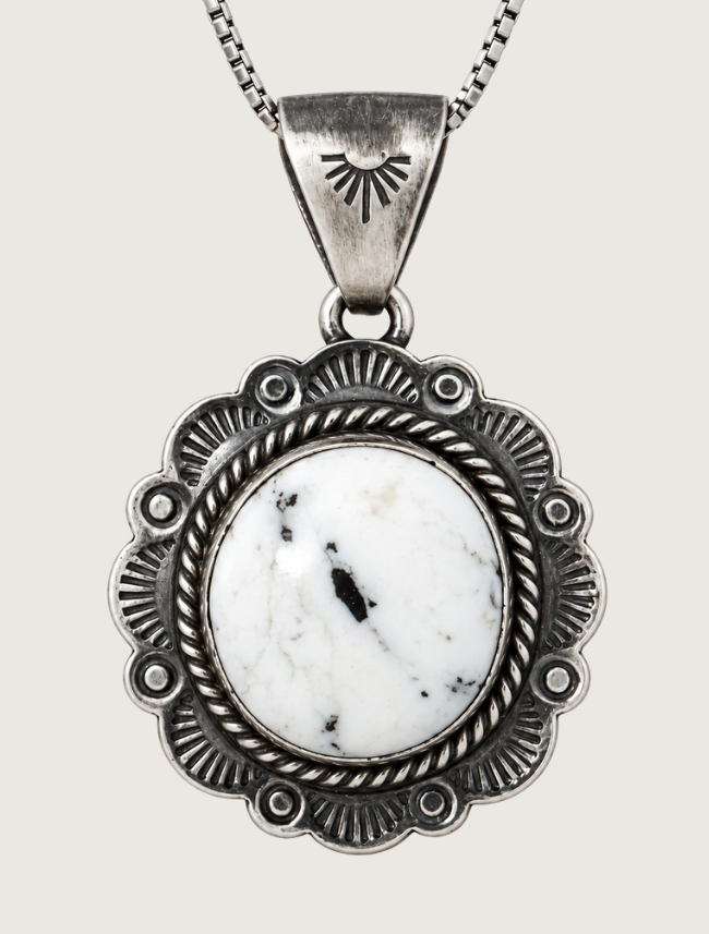 Sterling Silver White Buffalo Pendant